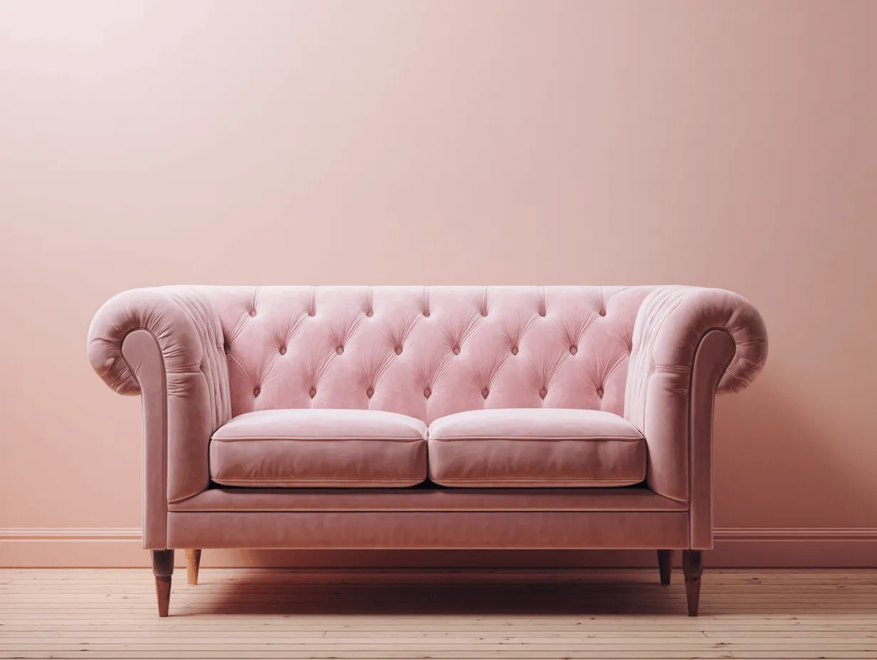 Divano 2 posti in velluto rosa - stile Chesterfield - 155x85x80 cm