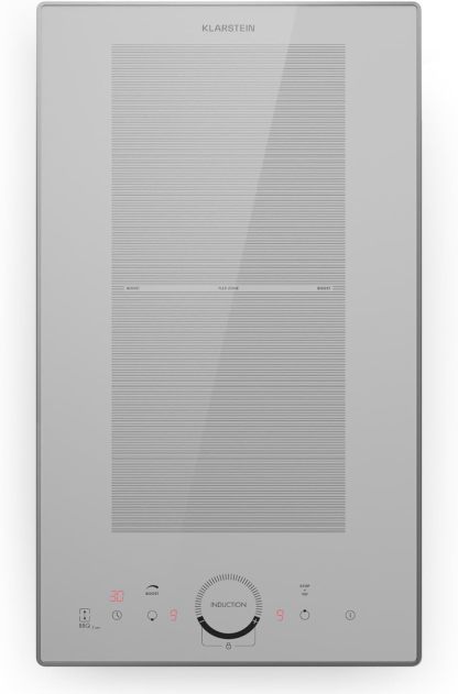 Klarstein Piano Cottura a Induzione 2 Fuochi Touch 3500W Vetroceramica Nebbia Bianca 52x29x5,5 cm-Dwellingra