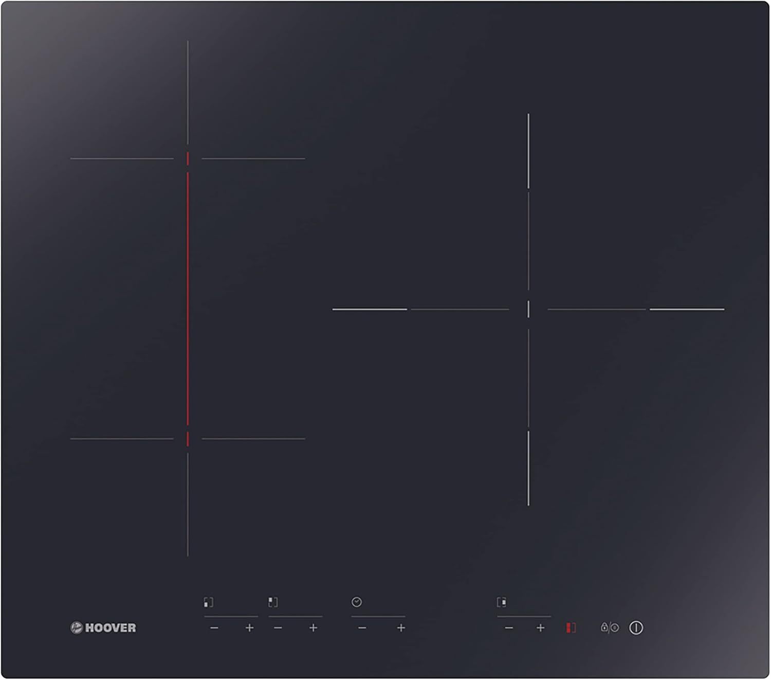 Hoover H-HOB 500 INDUCTION H634DB3TP G3, Piano a Induzione Flex 59 cm, 3 Zone con Booster 7100W, Timer e Blocco-Dwellingra