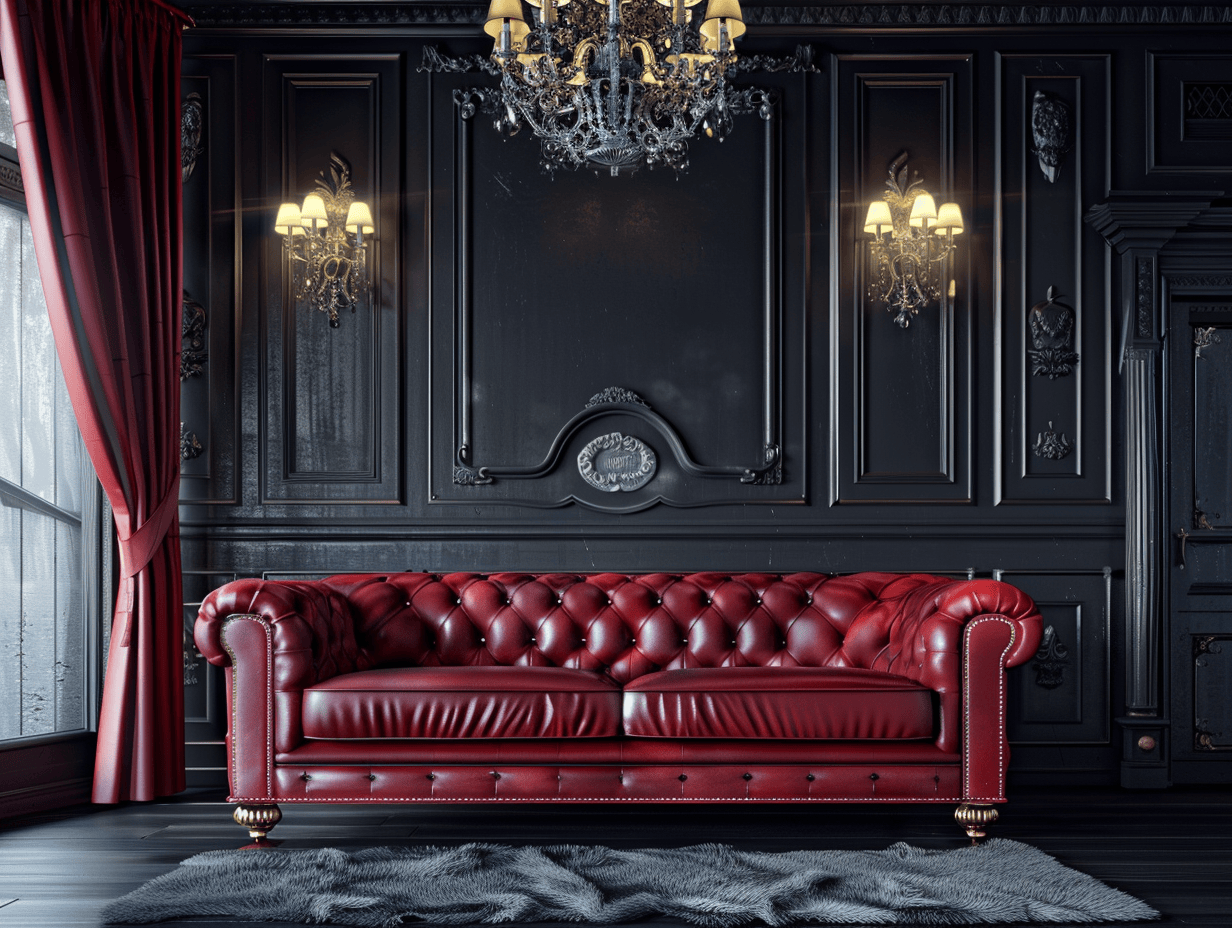 Divano 3 posti in pelle rosso scuro - stile Chesterfield lussuoso - 225x94x85 cm