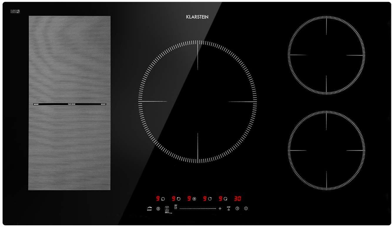 Klarstein Piastra a Induzione 5 Fuochi 9000W, Piano Cottura Integrato 90 cm in Vetroceramica con Controllo Touch-Dwellingra