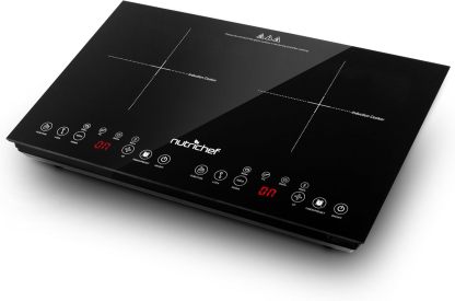 NutriChef Piano Cottura a Induzione 3600W 2 Zone Touch Timer Bambini Sicurezza Vetro Temperato Compatto Nero-Dwellingra