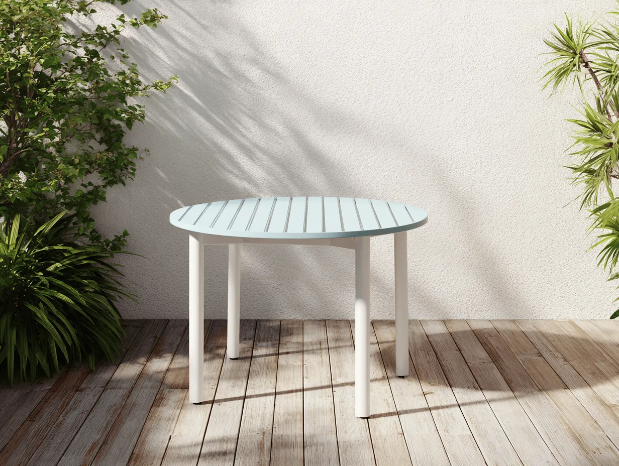 Tavolo da giardino rotondo in plastica diametro90x74 cm bianco