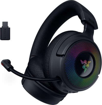 Razer Kraken V4 Cuffia Gaming Wireless 3 Modalità, Driver TriForce 40mm, THX Spatial Audio, RGB 9 Zone, Nero-Dwellingra