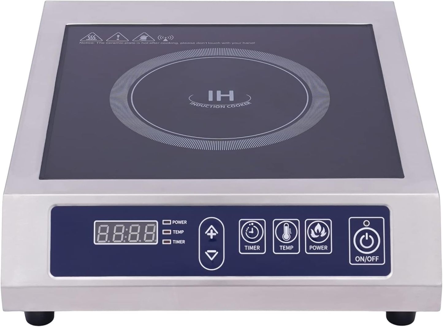 HUOMMG SHOP Piastra a Induzione Portatile 3500W, 50 kg Carico, Acciaio Inox, Timer On/Off, Blu-Dwellingra