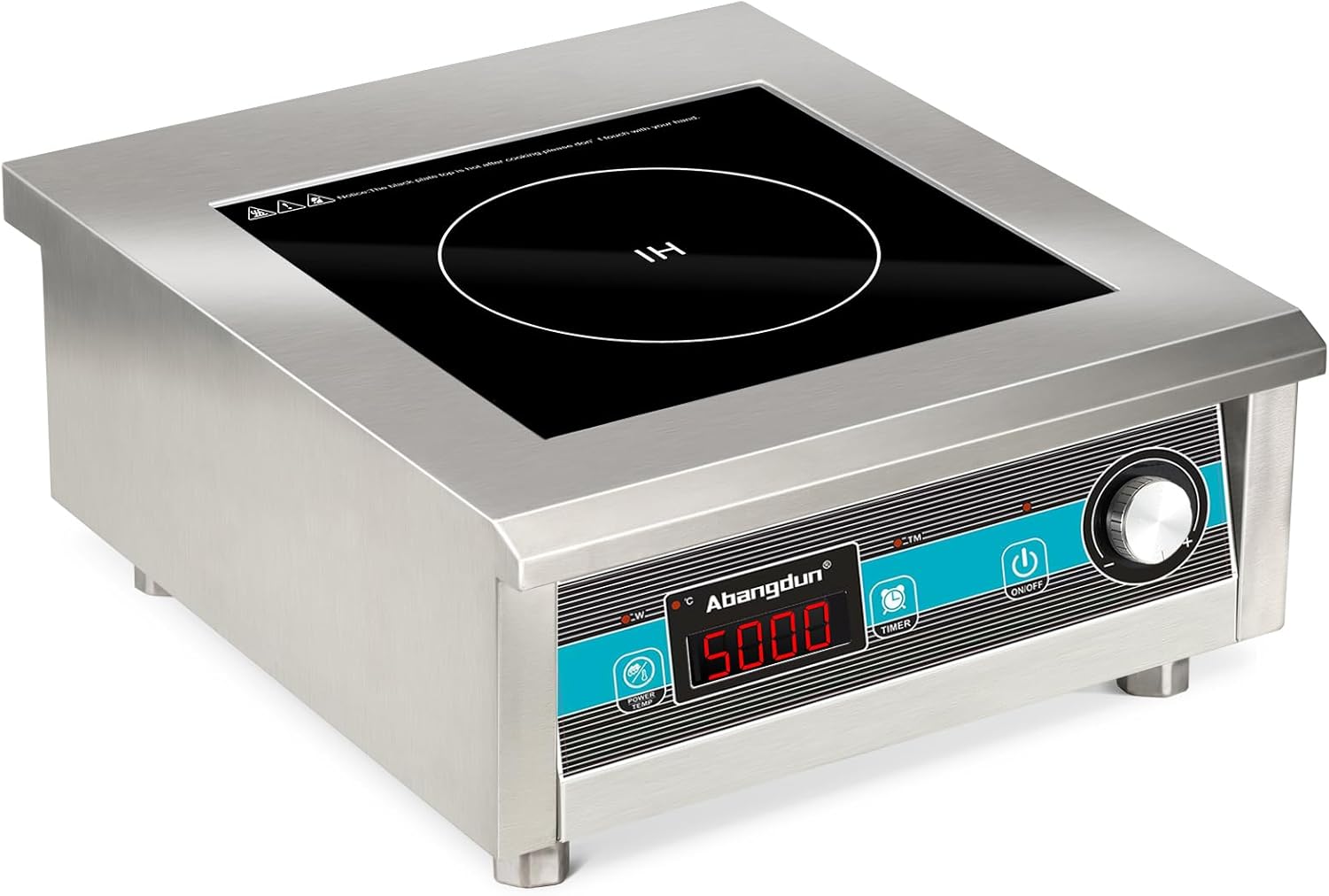 Piano Cottura a Induzione Commerciale 5000W, 20 Livelli 60–260°C, Timer 18 Ore, Acciaio Inox, 220–240V-Dwellingra
