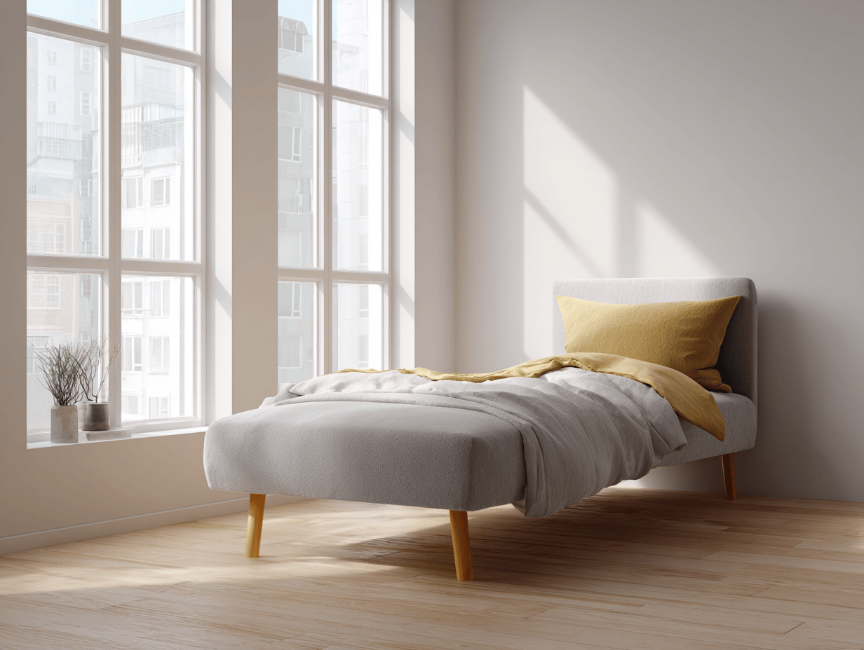 Letto singolo imbottito 90x200x95 cm grigio