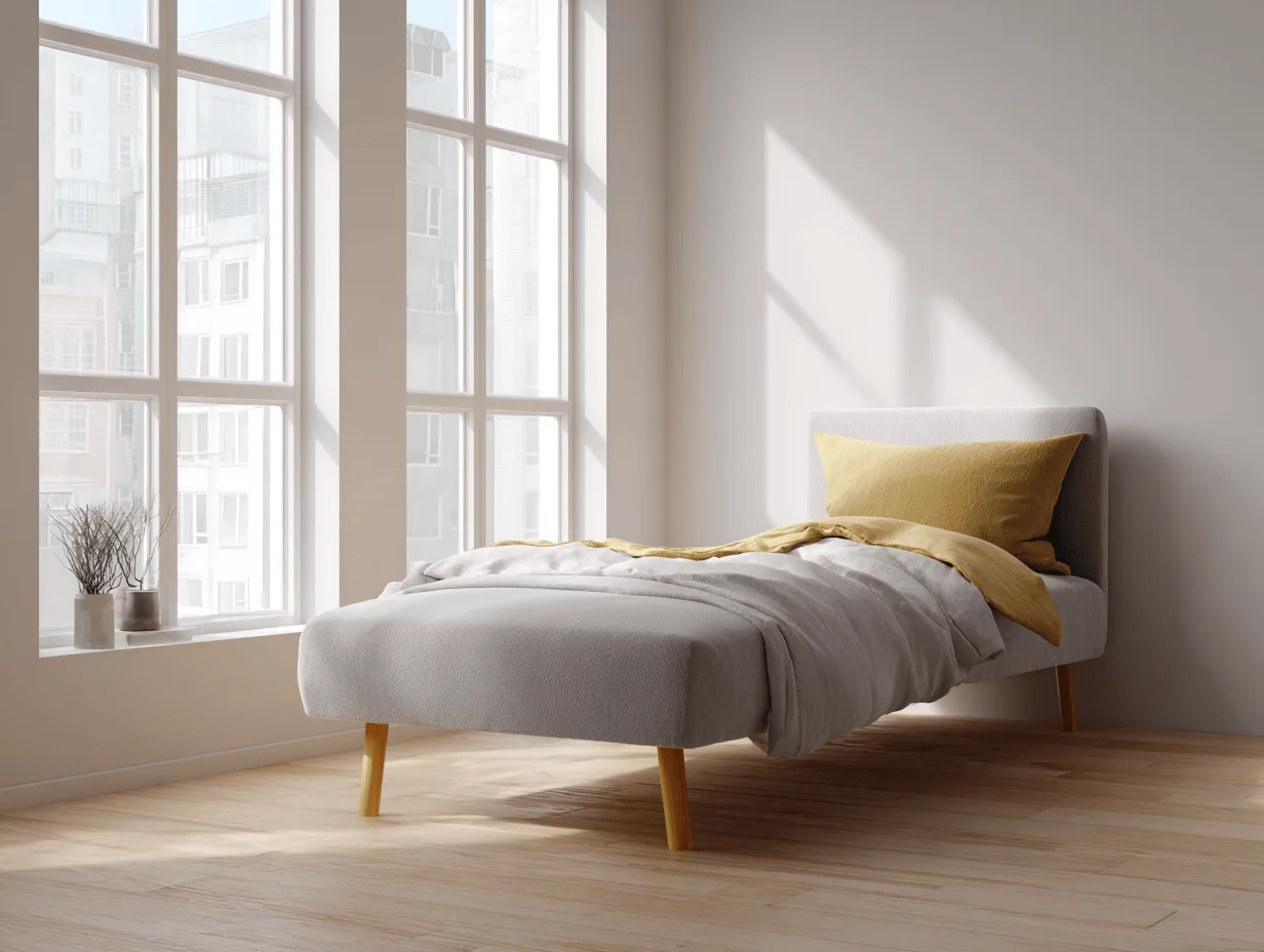 Letto singolo imbottito 90x200x95 cm grigio