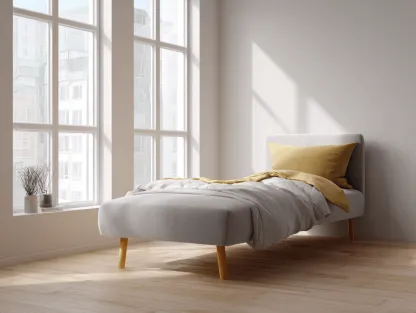 Letto singolo imbottito 90x200x95 cm grigio