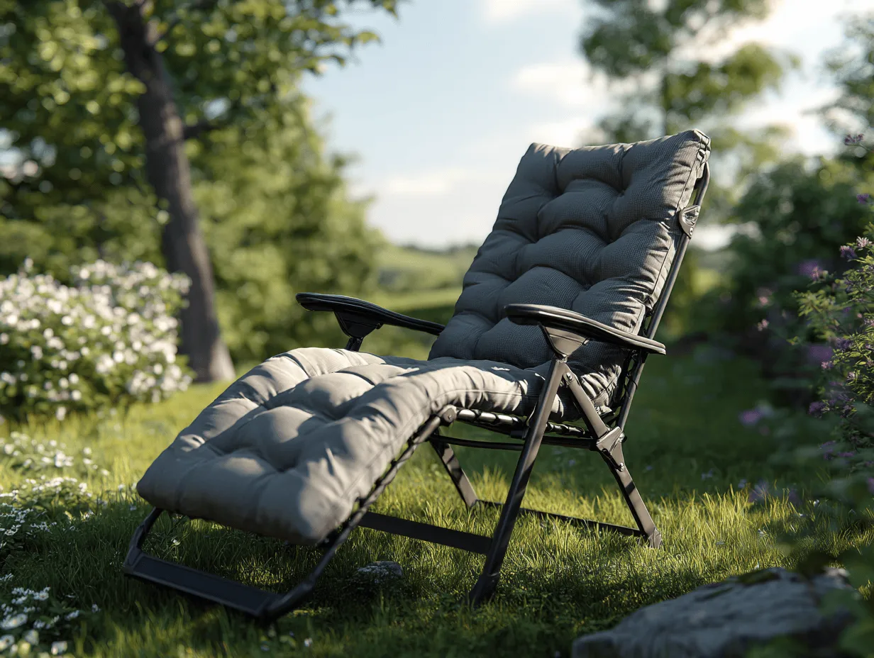 Sedia a sdraio reclinabile da giardino 178x66x112 cm con cuscino imbottito grigio scuro e braccioli pieghevoli