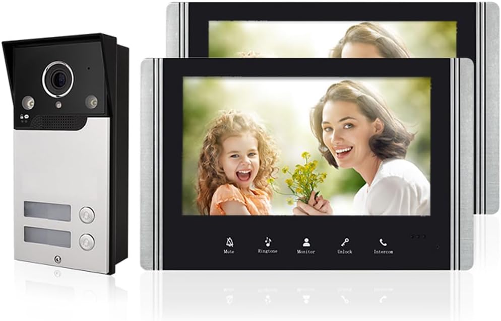 Videocitofono Cablato 2 Unità 4 Fili Monitor LCD TFT 7 Pollici Telecamera IP65 Visione Notturna Audio Bidirezionale-Dwellingra