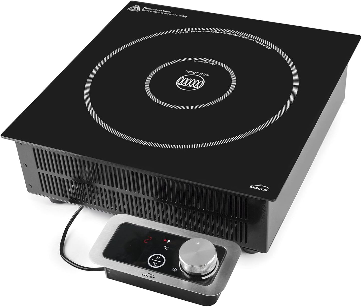 Lacor 69371 Piastra a Induzione Portatile Professionale 3500W, 10 Livelli, IPX3, Diametro 12–28 cm, Nero-Dwellingra