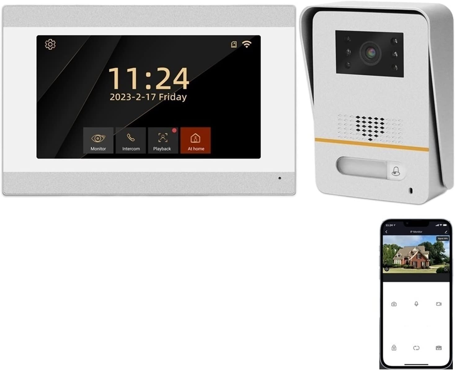 Videocitofono 2 Fili 7 Pollici 1080P Tuya Smart, Video Doorbell con Touch Screen, Funzione Talk e Registrazione-Dwellingra