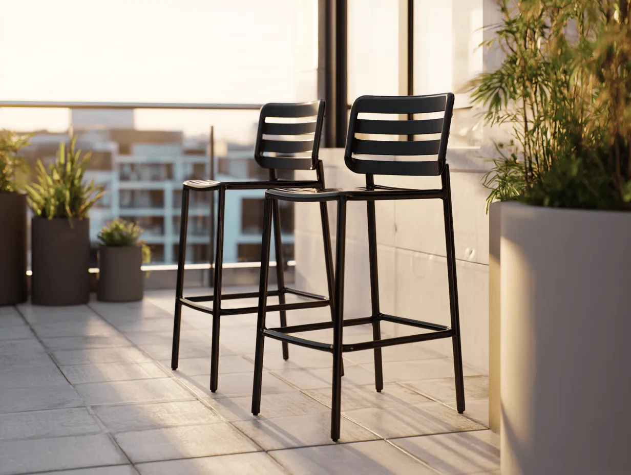 Set di 2 sedie da giardino in metallo nero 45x50x105 cm