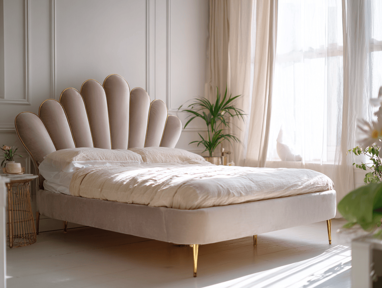 Letto matrimoniale imbottito 160x200x125 cm beige