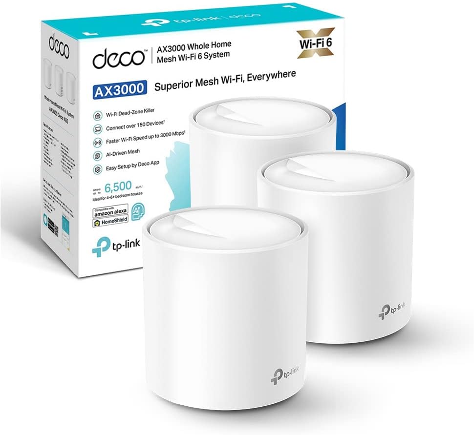 TP-Link Deco X50 Mesh WiFi 6 AX3000 Dual Band 3 Pezzi Copertura 600m² Gigabit WPA3-Dwellingra