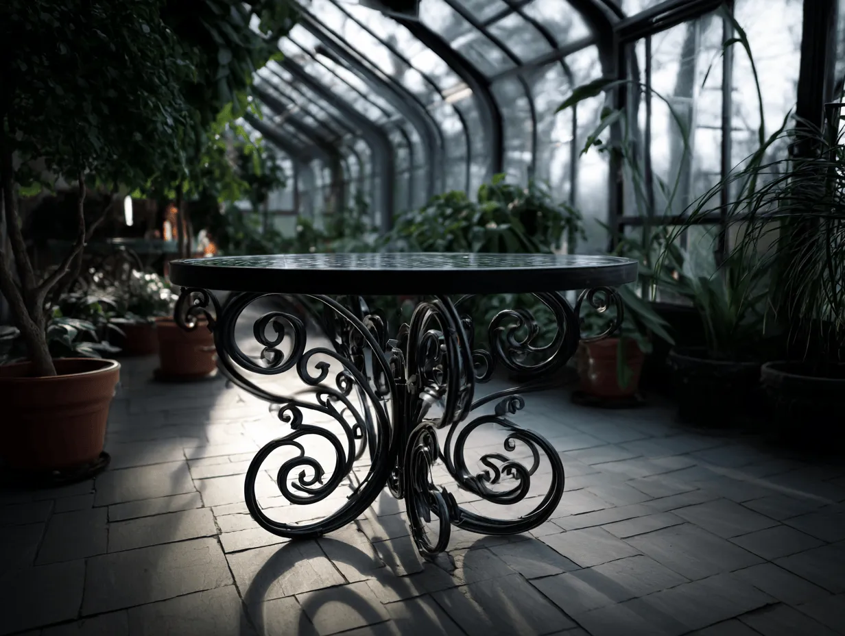 Tavolo da giardino in ferro battuto con piano in metallo 100x100x76 cm - nero - stile classico