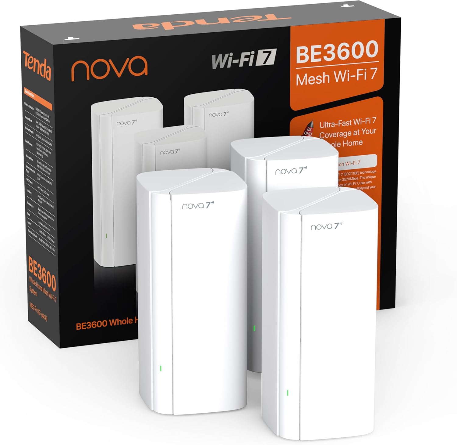 Tenda Nova ME3 Pro 7 Sistema Mesh WiFi 7 BE3600 Dual Band, 3x Gigabit, NFC, WPA3-Dwellingra