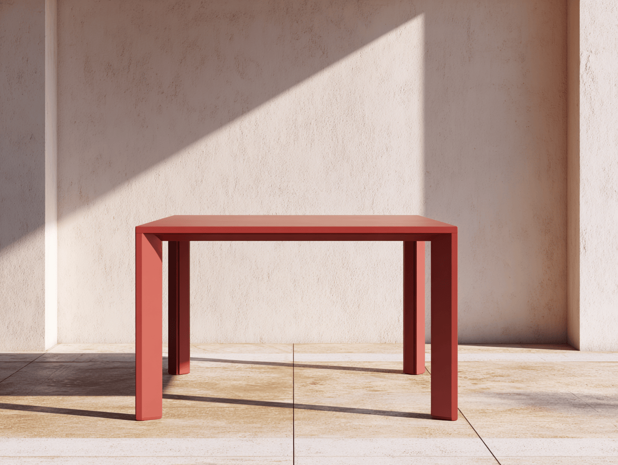 Tavolo da pranzo da giardino quadrato in alluminio verniciato 140x140x75 cm - rosso - stile moderno minimalista per esterni-Dwellingra
