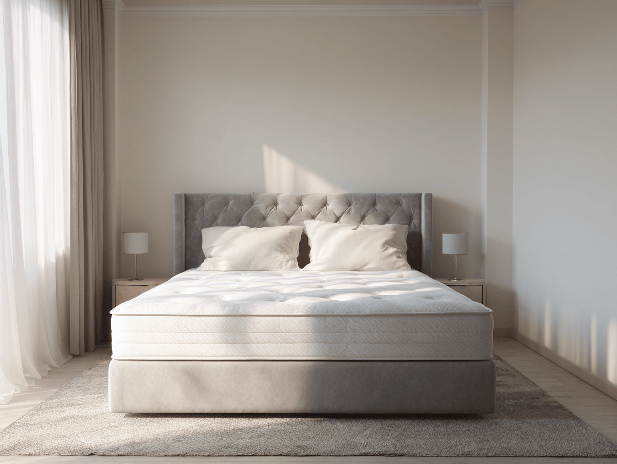 Letto matrimoniale imbottito in tessuto 160x200x120 cm grigio