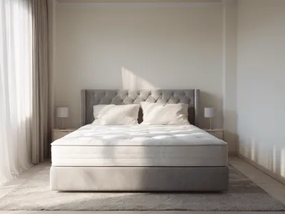 Letto matrimoniale imbottito in tessuto 160x200x120 cm grigio