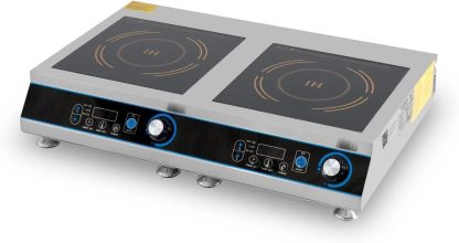 Ristoattrezzature Piastra a Induzione Doppia 7 kW, 68x45x14,5 cm, Vetroceramica, Grigio-Dwellingra