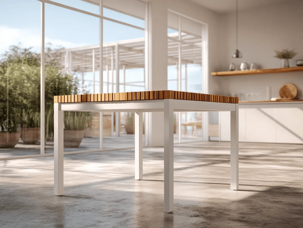 Tavolo da pranzo quadrato con piano in teak e struttura in metallo 90x90x75 cm - naturale/bianco - stile moderno