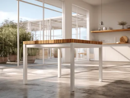 Tavolo da pranzo quadrato con piano in teak e struttura in metallo 90x90x75 cm - naturale/bianco - stile moderno