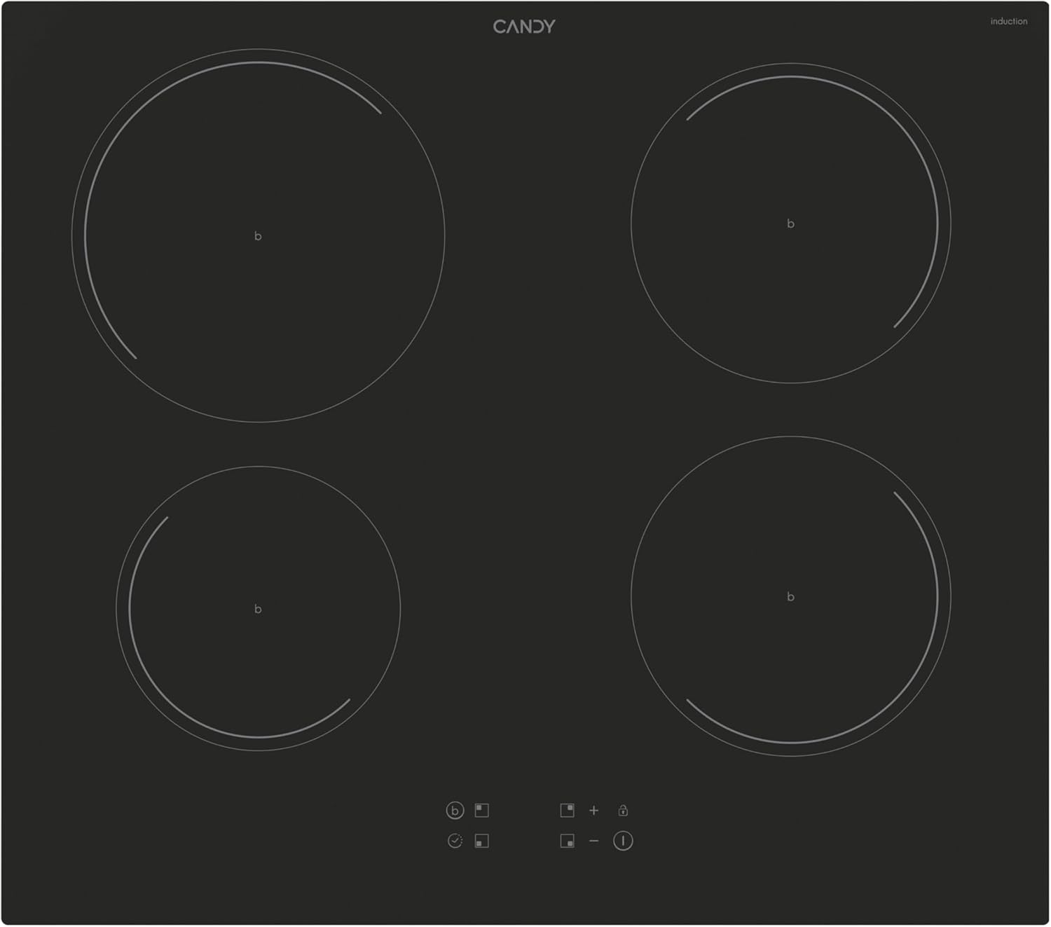 Candy Idea CITT642C E1 Piano Cottura a Induzione 4 Fuochi Vetroceramica Funzione Booster Blocco Sicurezza Nero 59x52x6,2 cm-Dwellingra