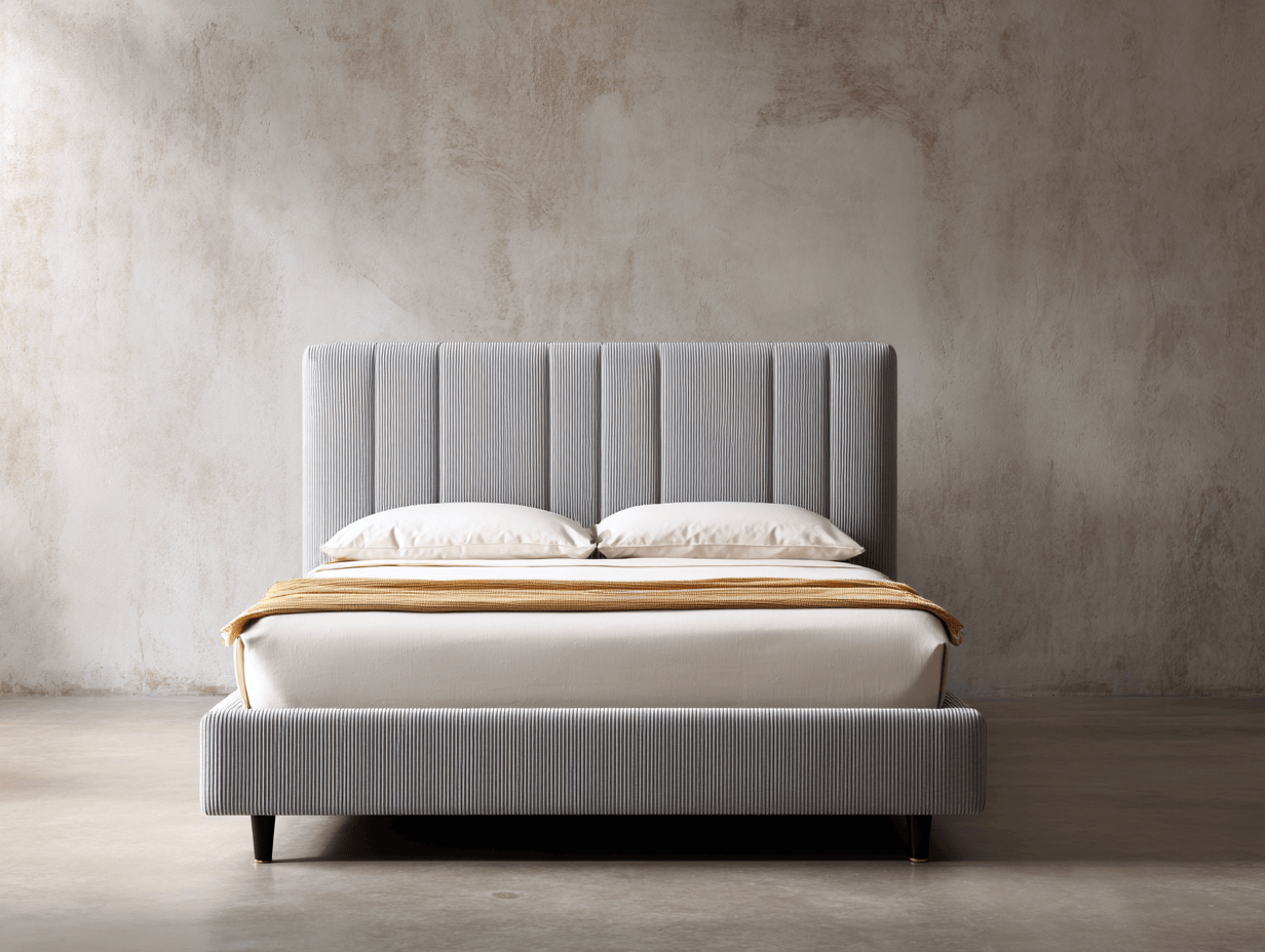 Letto matrimoniale in tessuto 160x200x120 cm grigio