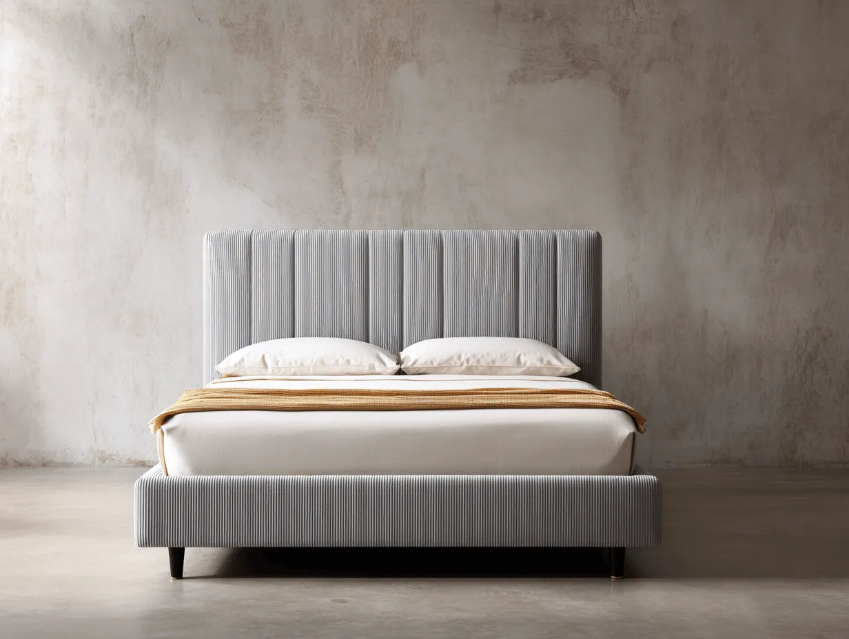 Letto matrimoniale in tessuto 160x200x120 cm grigio