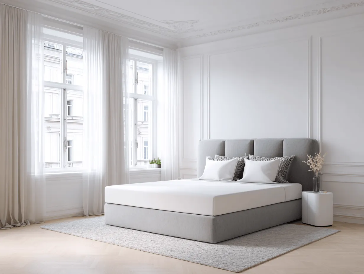 Letto matrimoniale imbottito in tessuto 180x200x110 cm grigio chiaro