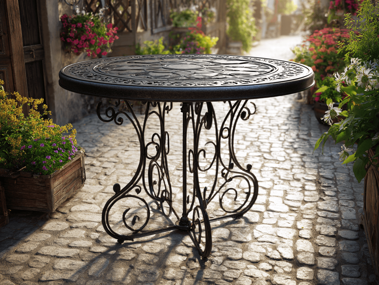 Tavolo da giardino in ferro 110x110x75 cm nero