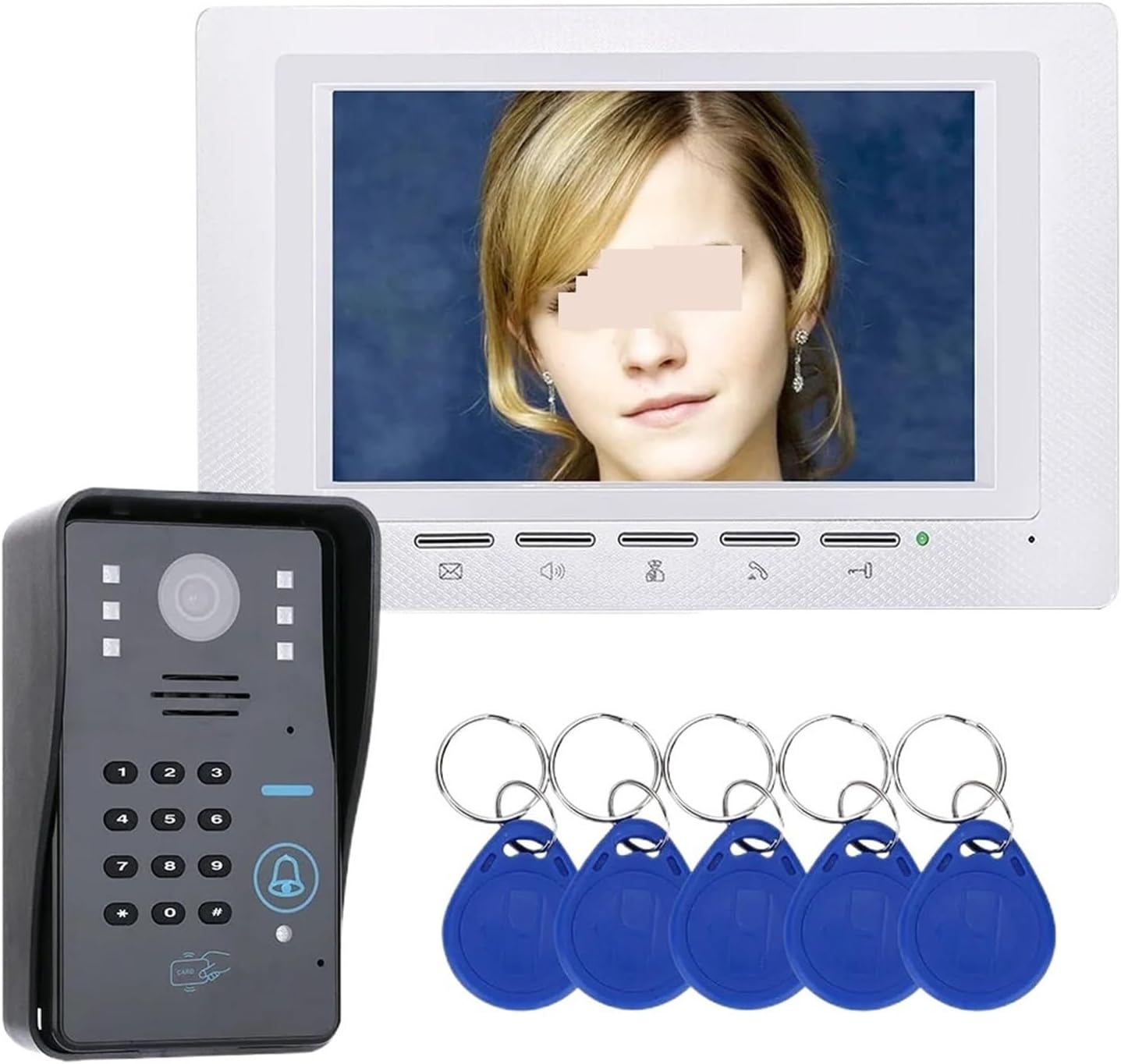 Videocitofono con Password e RFID da 7 Pollici, Telecamera IR 1000TVL, Controllo Accessi, Audio Bidirezionale-Dwellingra