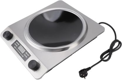 Piano Cottura a Induzione Portatile 3500W, Bruciatore Singolo con Touch Control, Superficie Curva, Acciaio Inox-Dwellingra