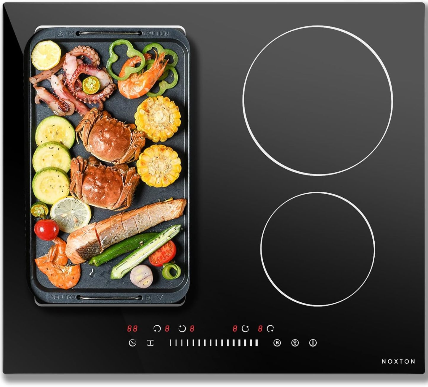 NOXTON Piano Cottura a Induzione 4 Fuochi 7200W, 60 cm da Incasso con Flexible Zone, Controllo a Scorrimento e Blocco Bambini-Dwellingra