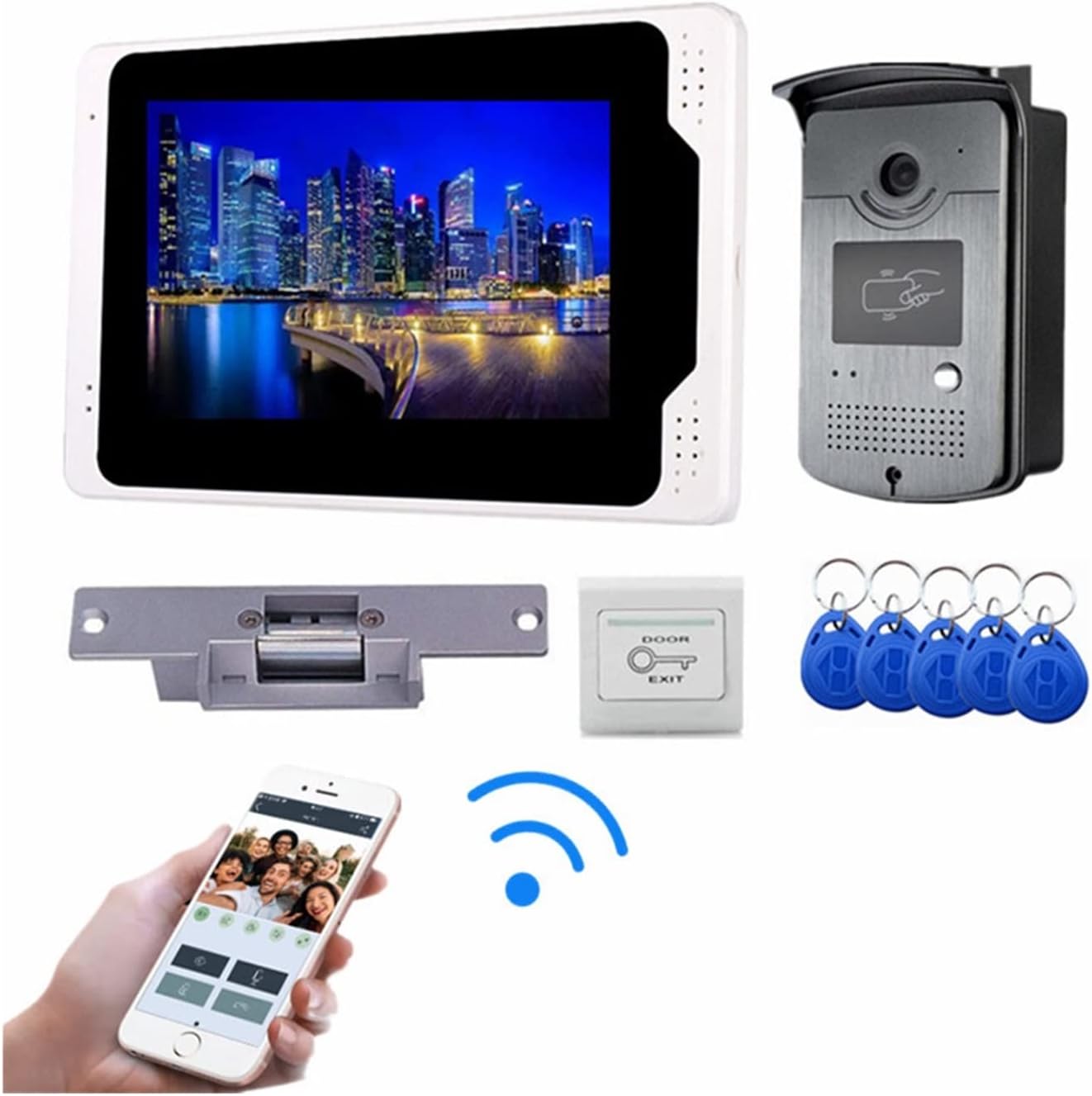 Videocitofono Wireless Tuya UCYBO-701MEID11LOCK Touch Screen RFID Sblocco Remoto per Appartamento-Dwellingra