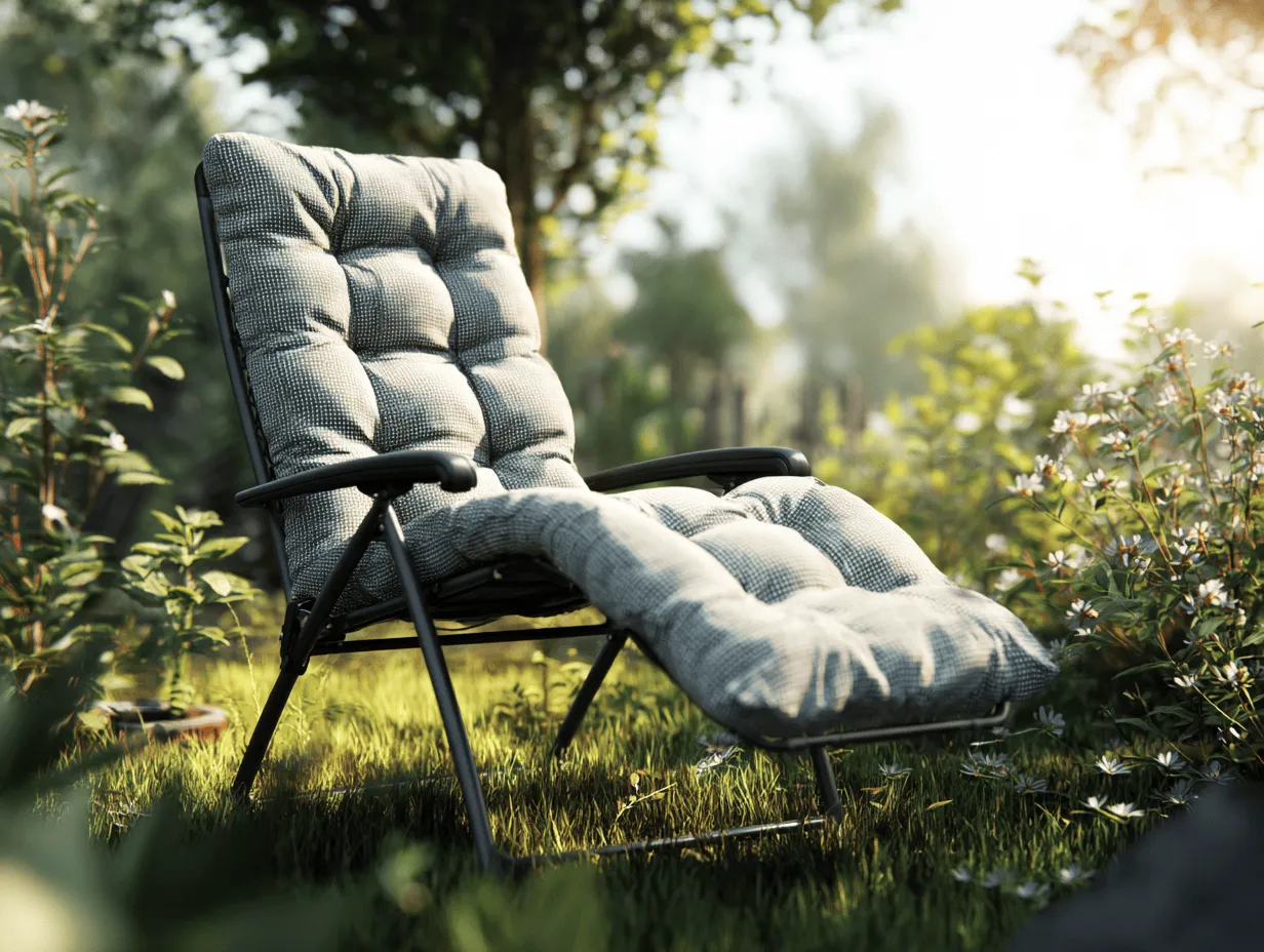 Sedia a sdraio reclinabile da giardino 176x65x110 cm con cuscino imbottito grigio chiaro e braccioli pieghevoli