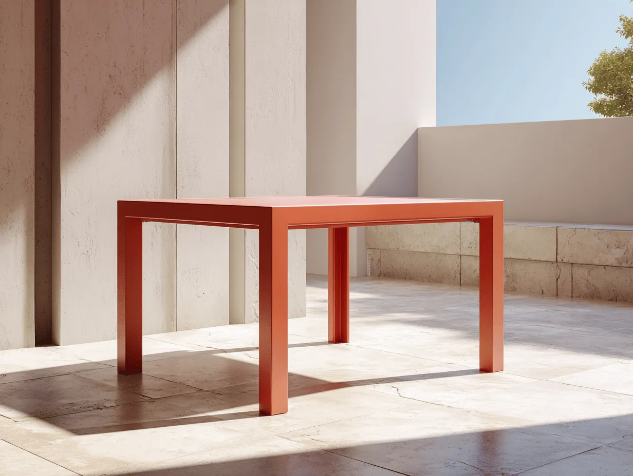 Tavolo da pranzo da giardino quadrato in alluminio verniciato 160x160x75 cm - rosso - stile moderno minimalista per esterni