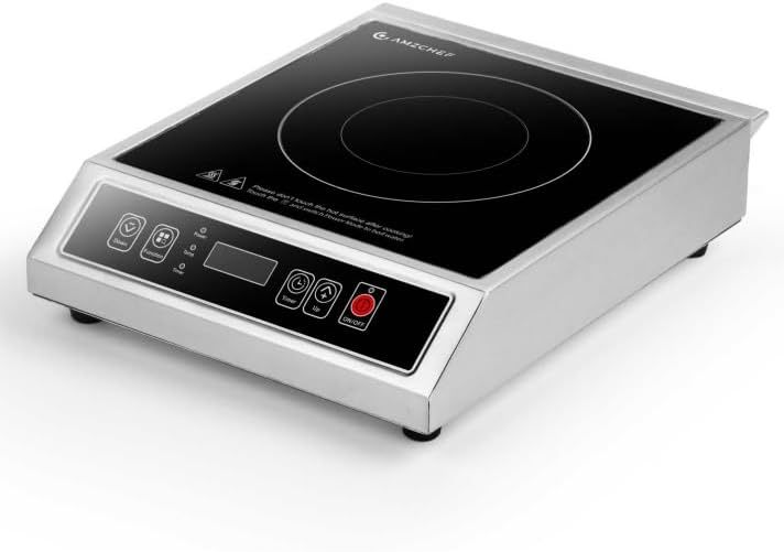 AMZCHEF Piano Cottura a Induzione Commerciale 3500W, Professionale in Acciaio Inox con Touch e 10 Livelli-Dwellingra