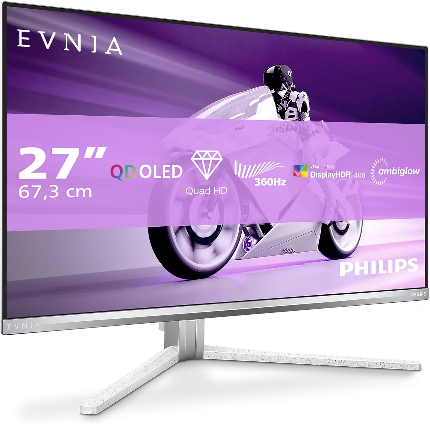 Philips Evnia 27M2N8500 Monitor Gaming OLED 27" QHD 2560x1440, 360Hz, 0,03ms, HDR400, HDMI 2.1, DP 1.4, Bianco-Dwellingra