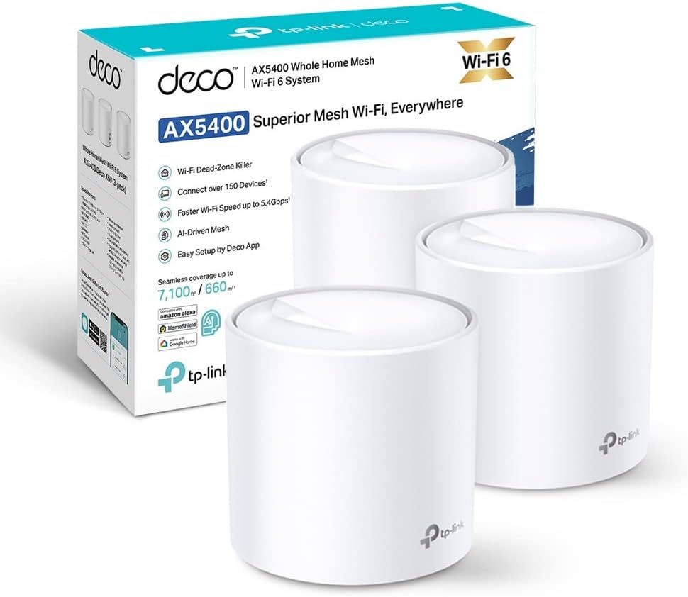 TP-Link Deco X60 (3-Pack) Router Mesh Wi-Fi 6 AX5400 Mbps, Dual Band, 160MHz, Copertura fino a 660 m²-Dwellingra