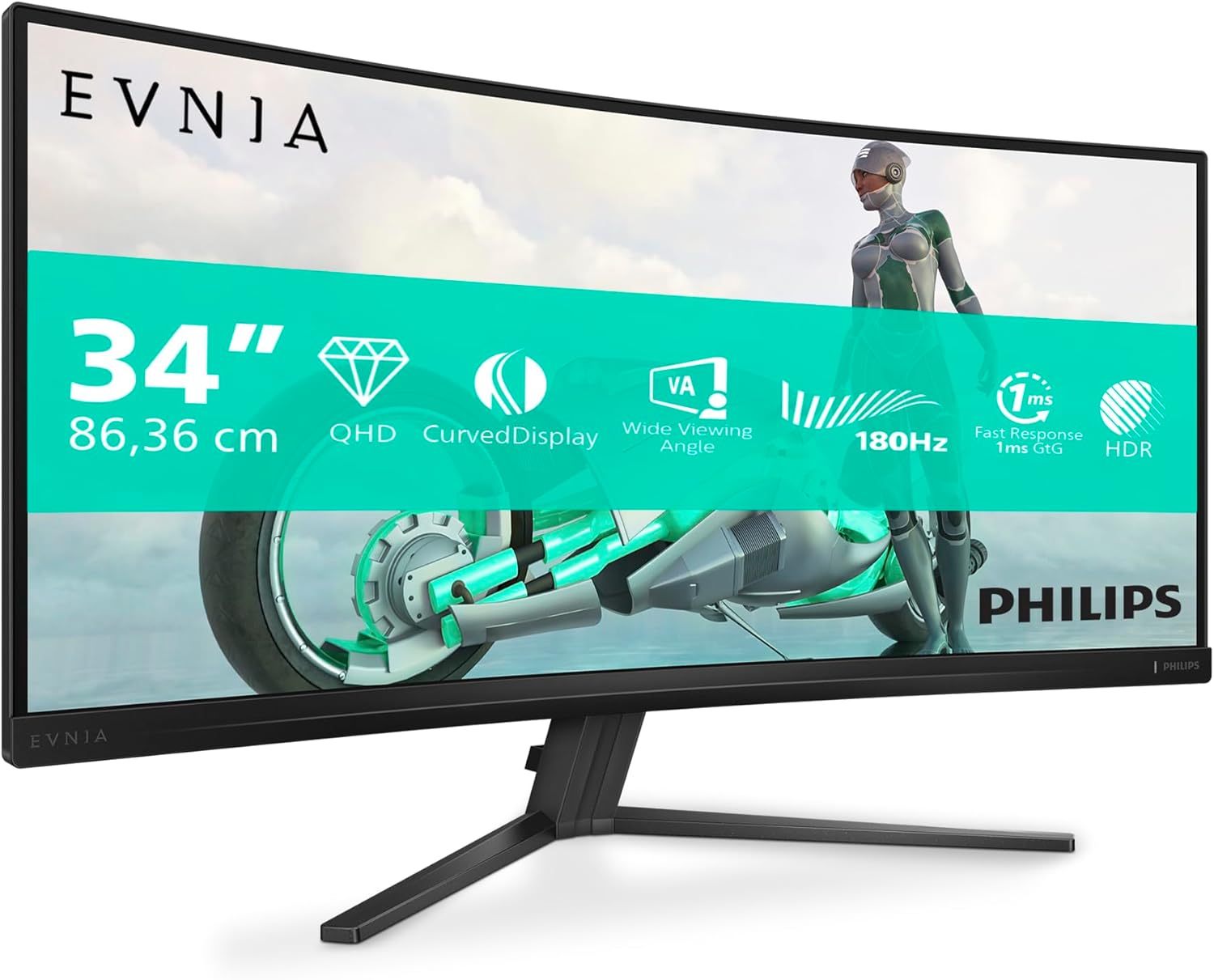 Philips Evnia 34M2C3500L Monitor Gaming Curvo 34" WQHD 180Hz 0.5ms FreeSync Premium HDR10-Dwellingra