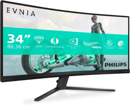 Philips Evnia 34M2C3500L Monitor Gaming Curvo 34" WQHD 180Hz 0.5ms FreeSync Premium HDR10-Dwellingra