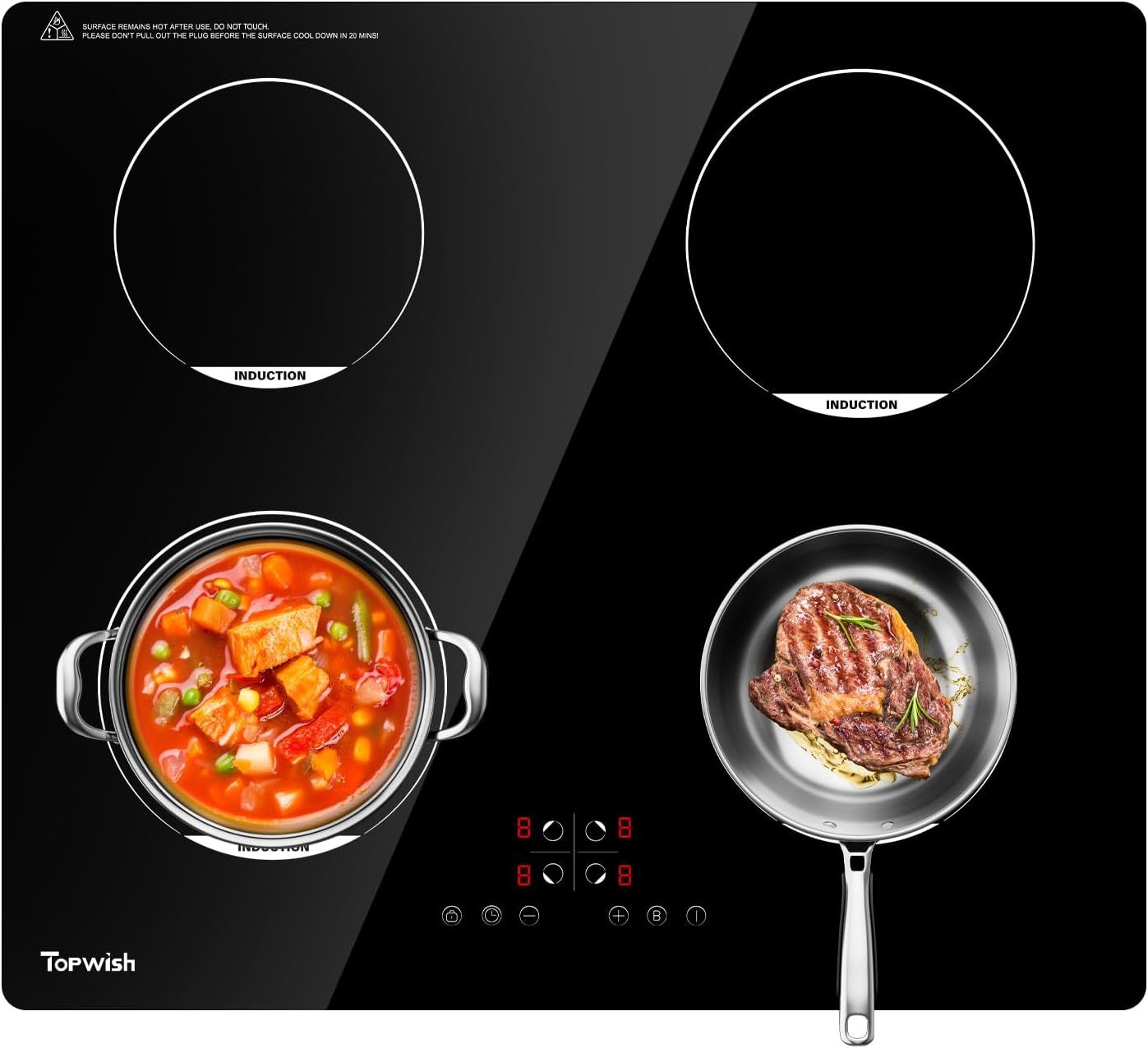 Piano Cottura a Induzione 60 cm, 4 Zone FlexInduction con PowerBoost e Timer, Nero-Dwellingra