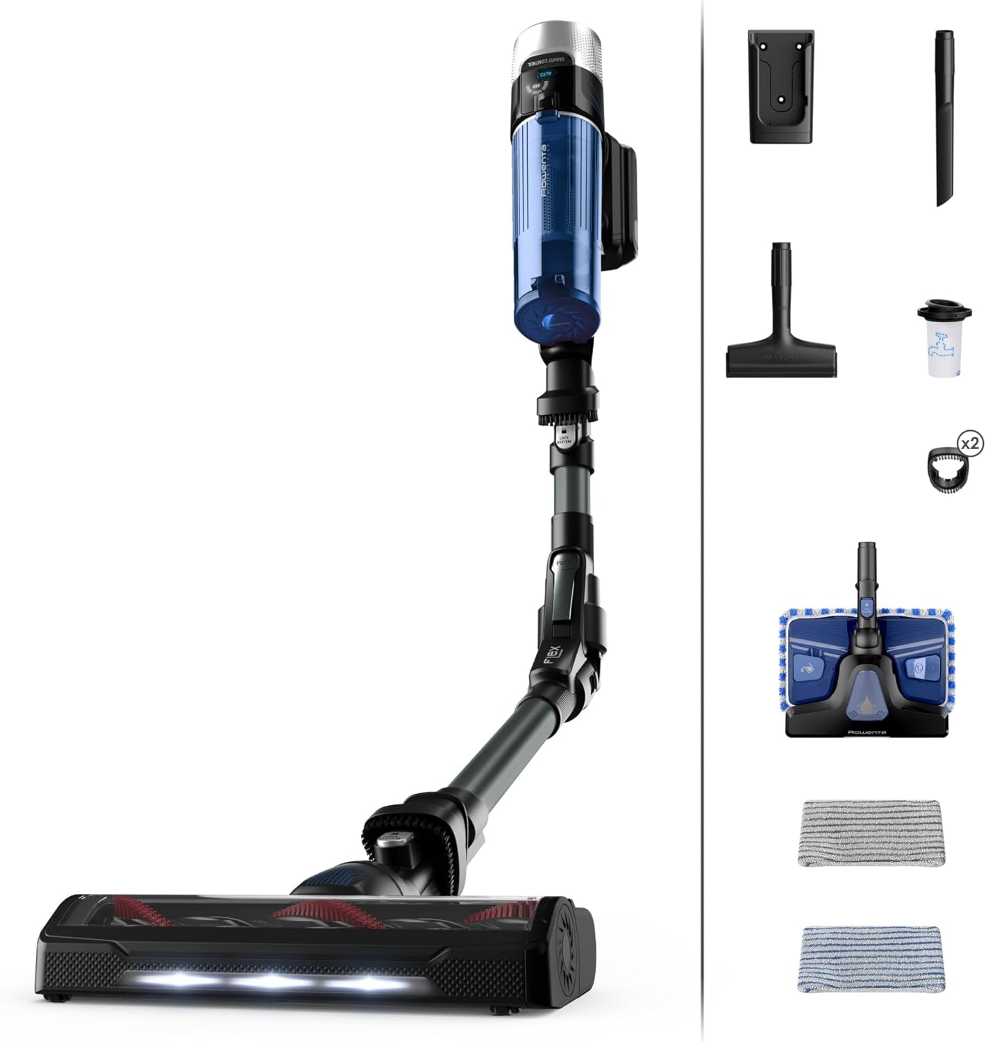 Rowenta Xforce Flex 9.60 AQUA RH20C2 Aspirapolvere Senza Fili Lava e Aspira, 45 Min, Smart Display-Dwellingra