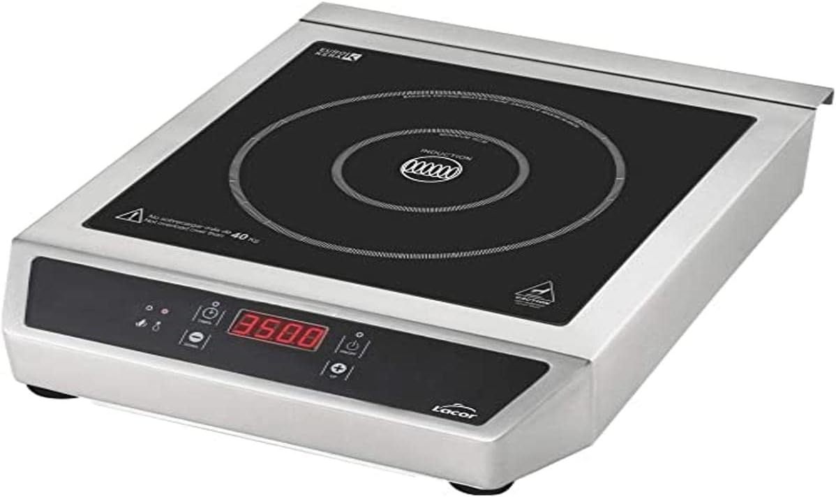 Lacor 69132 Piastra a Induzione Portatile 3500W, 2 Zone 12/28 cm, 17 Livelli di Potenza, Touch Control, IPX3-Dwellingra