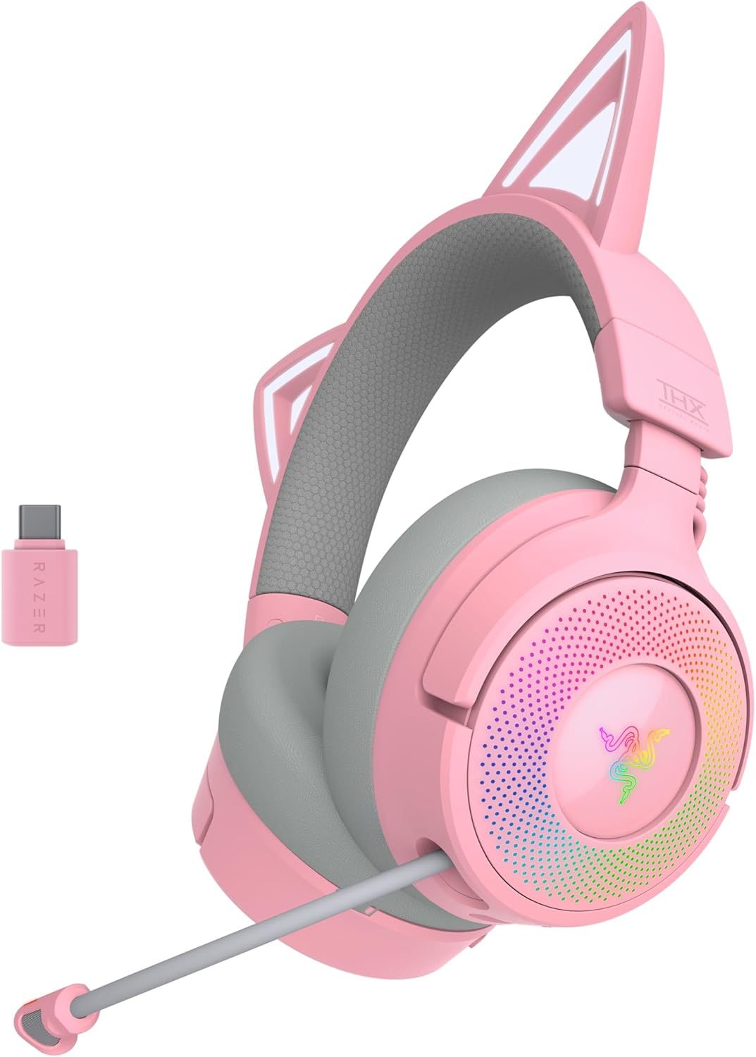 Razer Kraken Kitty V3 Pro Cuffie Gaming Wireless RGB Kitty THX Spatial Quartz-Dwellingra