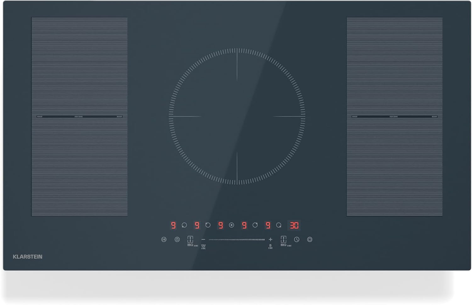 Klarstein Delicatessa 90 Flex Piano Cottura a Induzione 5 Zone 9500W Touch Control Timer Blocco Bambini Antracite 90 cm-Dwellingra