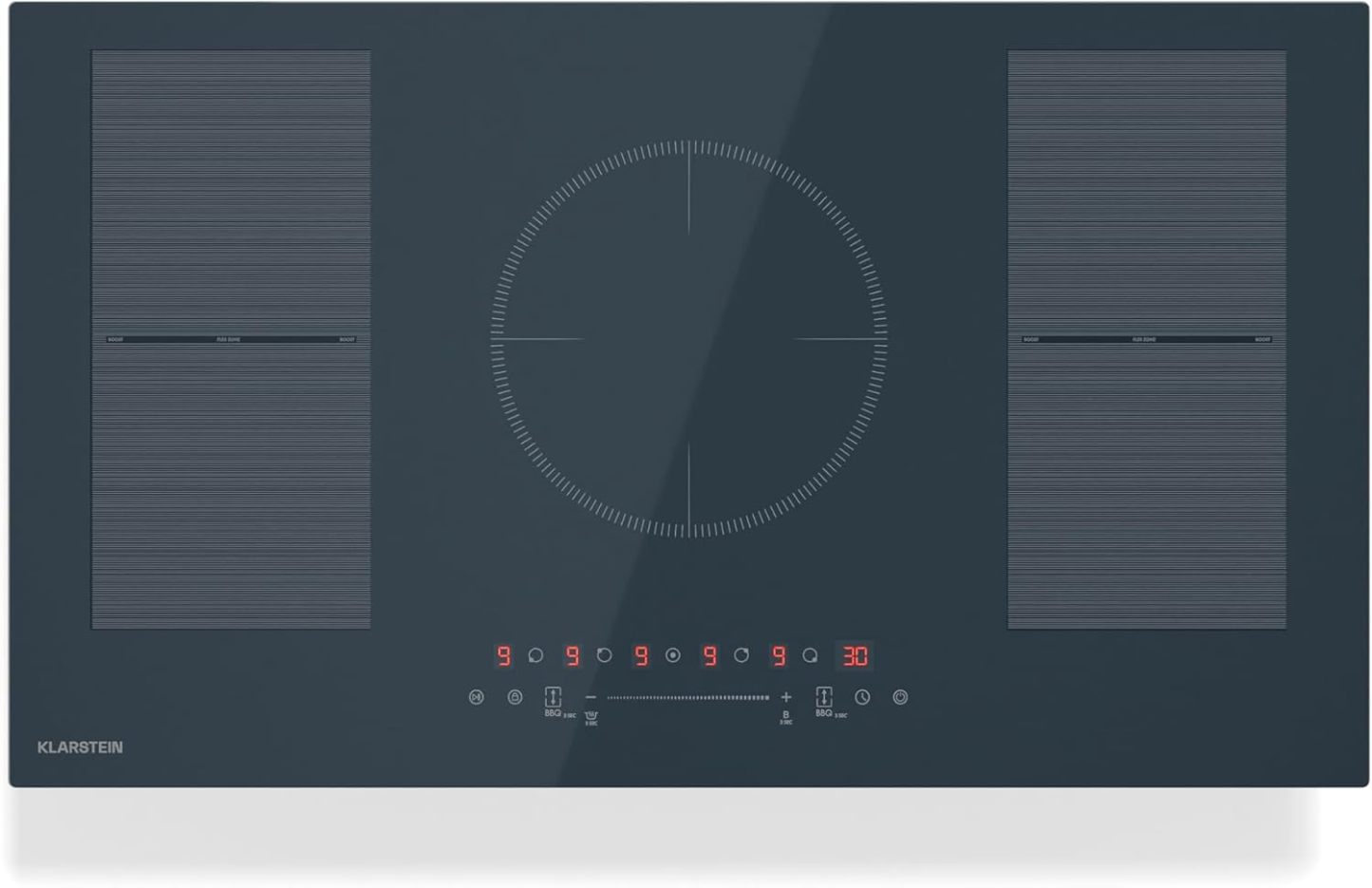Klarstein Delicatessa 90 Flex Piano Cottura a Induzione 5 Zone 9500W Touch Control Timer Blocco Bambini Antracite 90 cm-Dwellingra